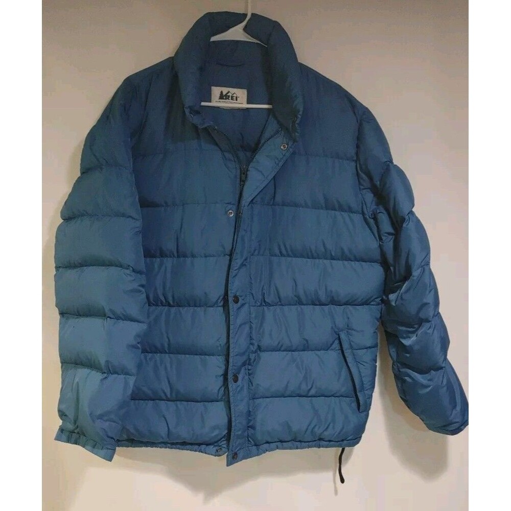 Vintage REI 1989 Men’s Large Goose Down Filled Full Zip Puffer Jacket Teal Green